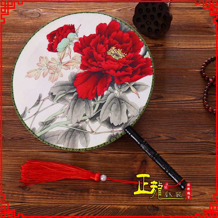 薛城古典中国风团扇空白扇跳舞蹈扇 真丝宫扇