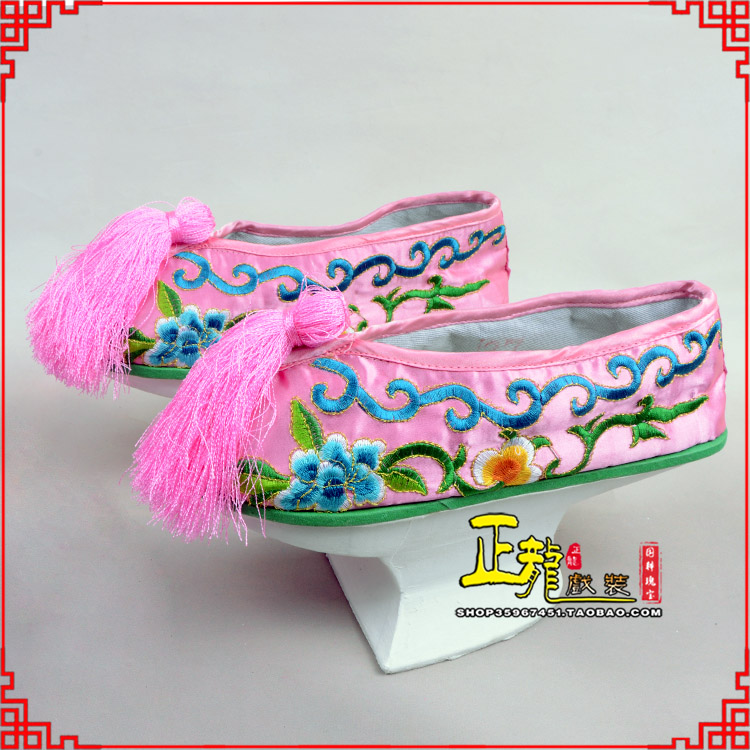 薛城京越剧戏鞋花盆底清朝皇后贵妃宫女花盆底 旗鞋