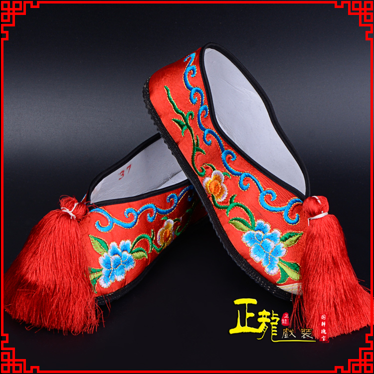 薛城京剧越剧戏曲彩鞋花旦绣花 普平底彩鞋