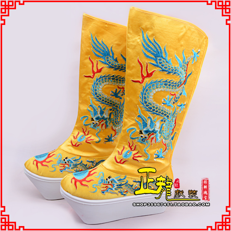 薛城皇帝龙靴变脸靴绣龙靴子厚底官靴 好龙高靴